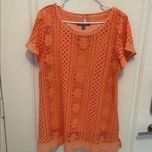 Kate & Mallory Vibrant Orange Lace Blouse